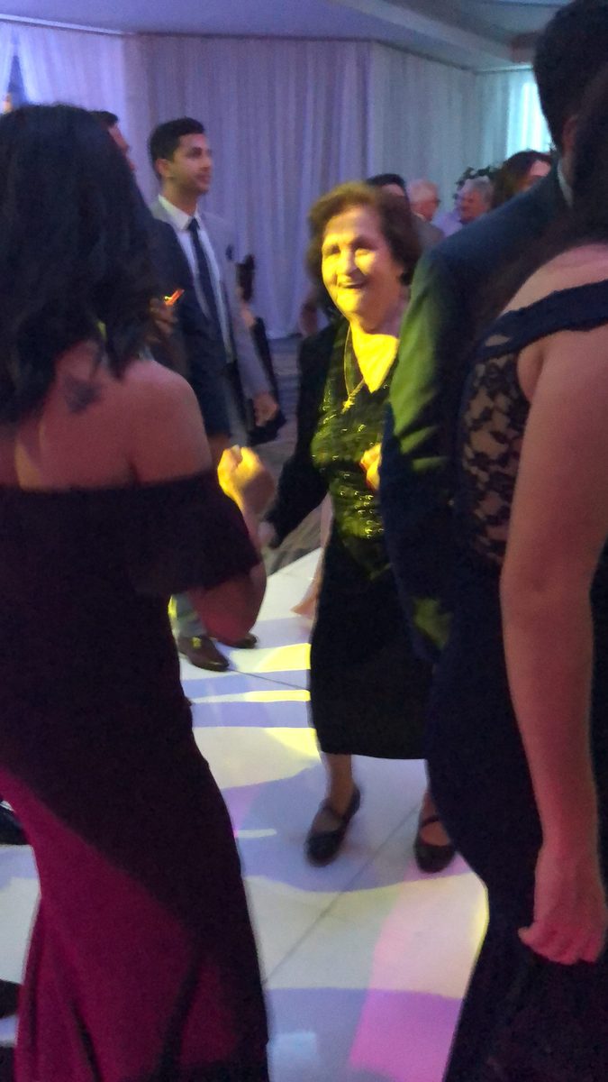Elo dancing at a family wedding